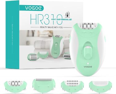 Епілятор VOGOE 4-в-1 для жінок, електричний, бездротовий, 21 пінцет, для обличчя, ніг, рук та бікіні, модель HR310, зелений