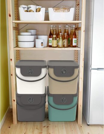 Сортувальні контейнери Rotho Albula 40 л, набір 2 шт, кухонні, пластик BPA-free, антрацит/синій