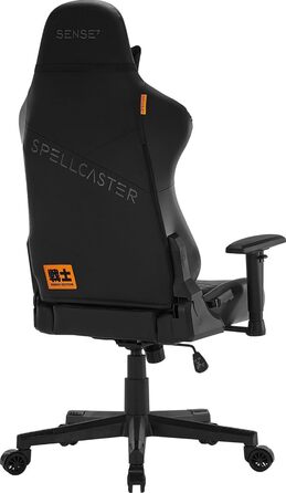 Ігрове крісло SENSE7 Spellcaster Senshi Edition, ергономічне, з регульованою поперековою подушкою, нахилом, гойдалкою, PU-шкіра, до 150 кг, чорне, для ПК