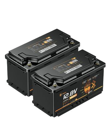 LiFePO4 акумулятор 12V 100Ah H190 ECE R10 з Bluetooth 5.4 для кемперів та автобудинків, літієва батарея (набір 2 шт)