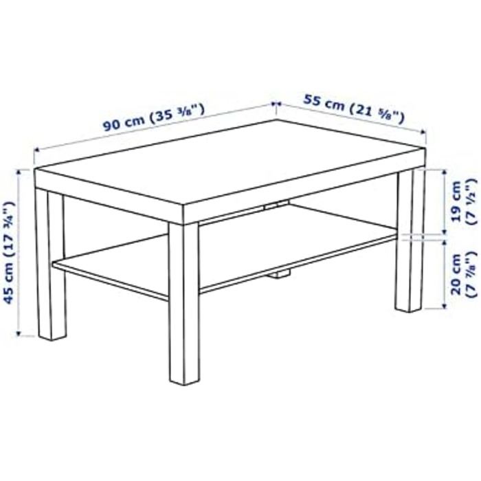 Журнальний стіл IKEA Lack 90x55 см, білий з ефектом дуба