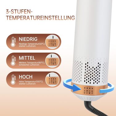 Airstyler 5 в 1 1000W з насадками для укладки, випрямлення та завивки волосся - білий