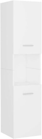 Шафа для ванної vidaXL з 2 дверцятами та 5 полицями, біла, 30x30x130 см, ДСП, високий шафа для ванної кімнати
