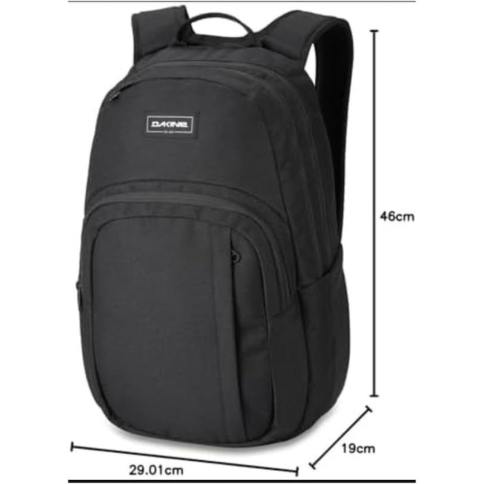 Унісекс рюкзак Dakine Campus 25L для школи, подорожей та ноутбука, водовідштовхуючий, чорний