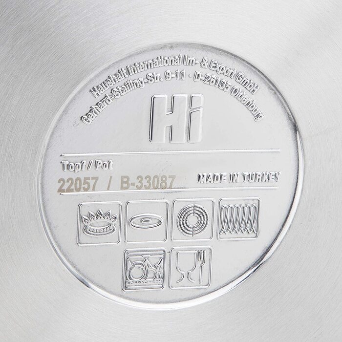 Універсальна каструля з кришкою Haushalt International 15 л, 28 см, нержавіюча сталь, для індукції, газу, електро, склокераміки, велика каструля для супу