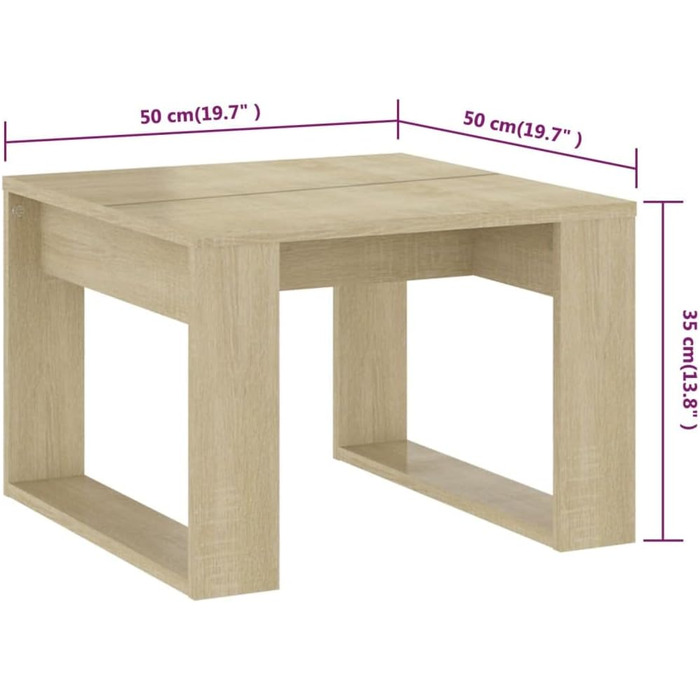 Журнальний стіл vidaXL, дуб сонома, 50x50x35 см, деревостружковий, для вітальні, кавовий, приставний
