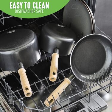 Wok GreenChef Vintage 24 см, 2,5 л, керамічний, антипригарний, PFAS-free, індукційний, дерев'яна ручка, для духовки, сірий