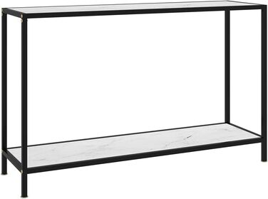 Консольний стіл vidaXL білий 120x35x75 см, загартоване скло, сталева рама, для передпокою, вітальні, туалетний, настінний