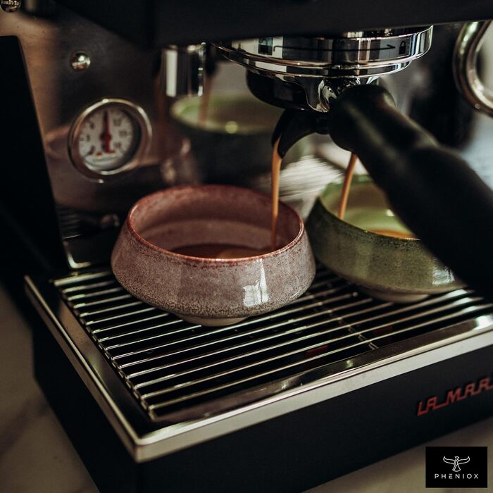 Набір керамічних чашок для капучино та лате Pheniox Barista, 2 шт по 180 мл, порцелянові чашки без ручок для Latte Art, червоні, придатні для посудомийки