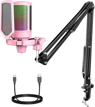 Ігровий USB-мікрофон FIFINE з кронштейном для ПК, Mac, PS4, PS5, із кнопкою вимкнення звуку, поп-фільтром, антивібраційним кріпленням, для стрімінгу, подкастів, студії