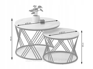 Журнальний стіл Mebel-Partner круглий, 65 x 65 x 45 см, білий/чорний