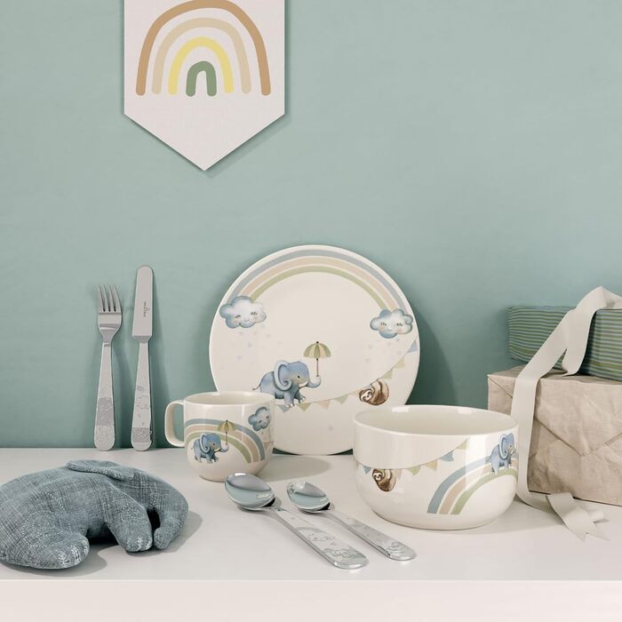 Дитячий посудовий набір Villeroy & Boch Boho Kids 'Walk like an elephant' (3 шт.) - блакитний, преміум-посуд для дітей
