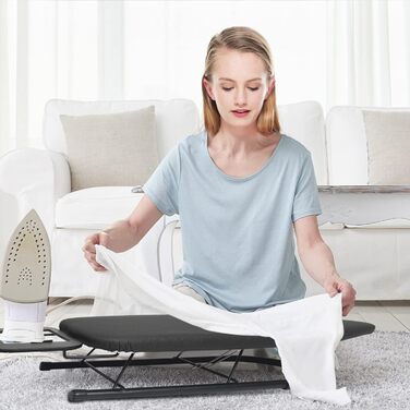 Прасувальна дошка Rainberg Tisch-Bügelbrett, компактна, чорна, 76 x 30 см, з бавовняним чохлом та підставкою для праски