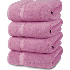 Рушники для ванни Utopia Towels, набір 4 шт, 100% бавовна, 600 г/м², швидковисихаючі, дуже вбираючі, м'які, рожеві, 68.6x137.2 см