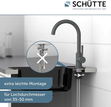 Змішувач кухонний SCHÜTTE Cornwall 79164 антрацит матовий, поворотний на 360°, для мийки високого тиску