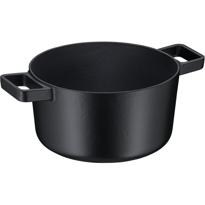 Жаровня WMF Flavour 24 см з чавуну, емальована, для індукції, чорна, з кришкою з конденсаційними виступами, сучасний дизайн