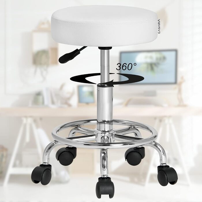 Стілець-ролик Casaria® з регульованою висотою, обертанням на 360°, м'якою подушкою, для кухні та офісу, сірий