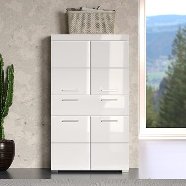 Пенал для ванної trendteam Amanda, білий глянець, 73x130x31 см