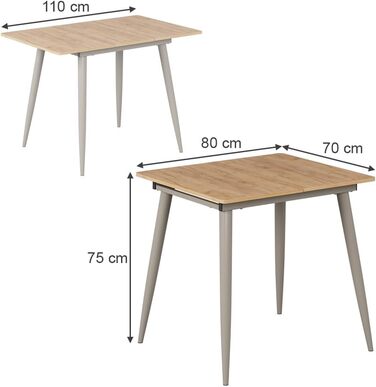 Розсувний стіл Vicco Esstisch Beaver, 80 x 70 см (Дуб Голдкрафт/Грейж)