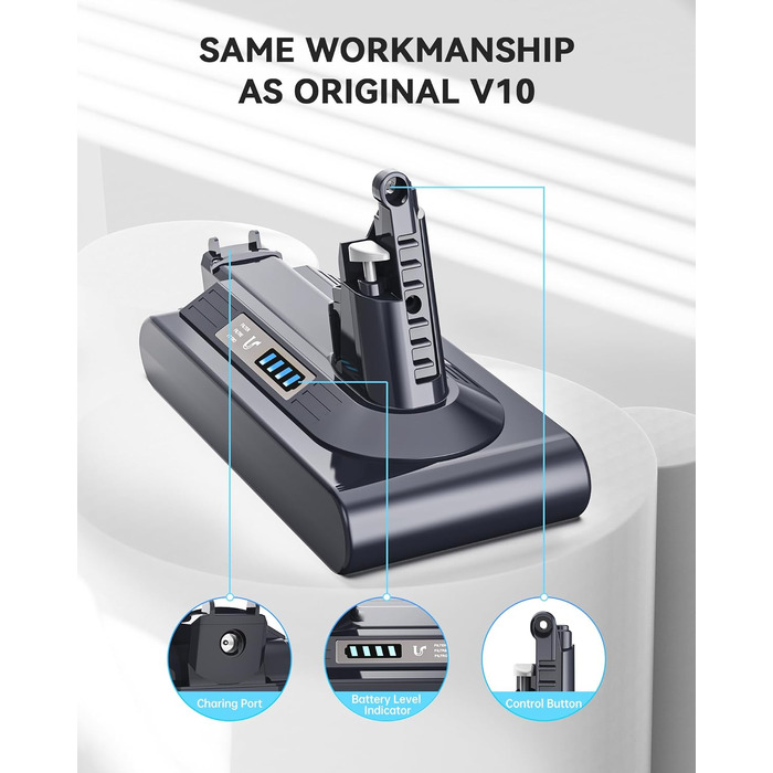 Акумулятор Morpilot V7 8000mAh для пилососа Dyson V7 SV11 Animal, Motorhead, Pro, Trigger, Fluffy + фільтри