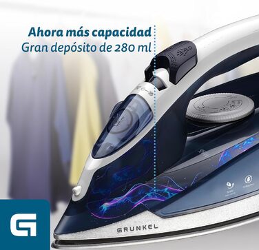 Grunkel праска 2200 Вт з антипригарною підошвою, регулюванням пари, захистом від протікання та крапель, 3 режими роботи