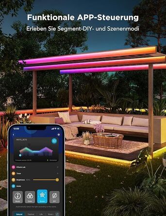 Govee LED стрічка 10м для вулиці, RGBIC, водонепроникна IP65, з керуванням Alexa та Google Assistant, для тераси, вечірок