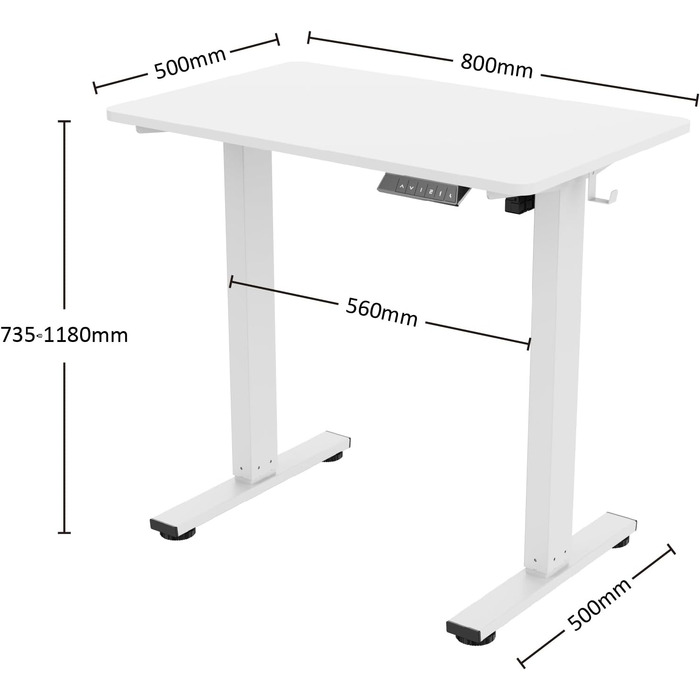 Регульований по висоті письмовий стіл MiniDesk (73–118 см), білий