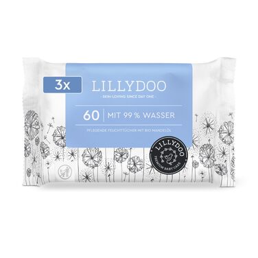 Дитячі вологі серветки LILLYDOO з 99% водою, гіпоалергенні, 900 шт (15 пачок по 60 шт)