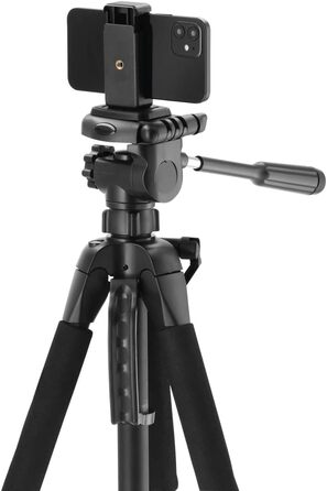 Hama штатив для камери Action 165 3D, легкий фотоштатив 61-165 см, трипод з 3D-головкою, тримачем для смартфона, для дзеркальних камер Canon/Nikon/Sony, чорний