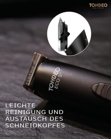Професійна машинка для стрижки волосся TONDEO ECO S PLUS BLACK з акумулятором, зарядною станцією та насадками для 4 довжин стрижки