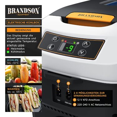 Електричний холодильник Brandson 10 л для авто і дому, охолоджує та нагріває, 230В/12В, Cool Grey