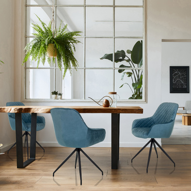 Стілець обідній ELVERUM Velvet синьо-сірий hjh LIVING