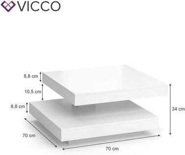Журнальний стіл Vicco Elias білий 70x34 см