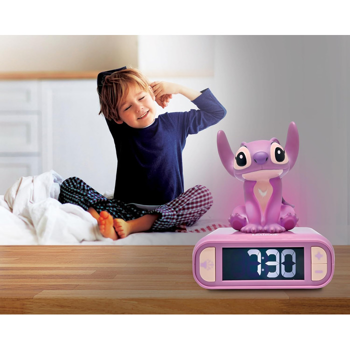 Дитячий ліхтарик-годинник Disney Stitch Angel RL800D1, рожевий - будильник з мелодіями та підсвічуванням LCD