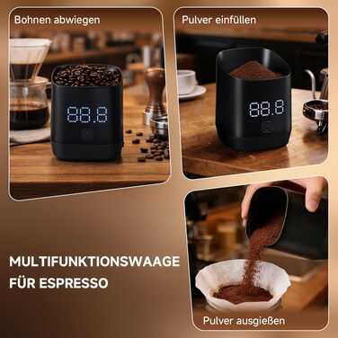Кавова вага цифровa Kaffeewaage з LED-дисплеєм, акумуляторна, точність 0.1г, до 500г для бариста та поціновувачів кави