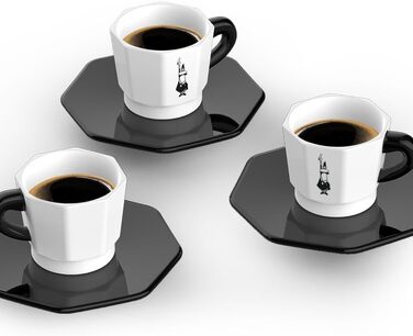 Набір еспресо-чашок Bialetti Octagonal (4 шт), матовий чорний та рожеве золото, 75 мл, RTATZ403