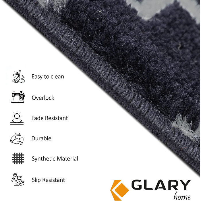 Набір килимків для сходів Glary Home, 15 шт, самоклеючі, 22×71×1,2 см, квадратний візерунок, сірий-чорний, GH40A-GRYB