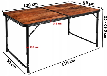 Туристичний стіл Outdorium 60 x 120 x 69,5 см, коричневий