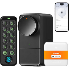 Розумний дверний замок SwitchBot WLAN Smart Lock Pro з сенсорною клавіатурою, відбитком пальця, кодом, підтримкою Alexa, Google, Matter, електронний замок для дверей, відкривання через додаток