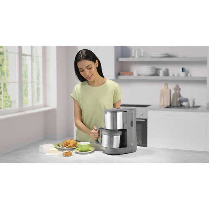 Кавоварка Braun PurShine KF1505GY з термос-кавником, фільтраційна, система OptiBrew, антикрапельна, авто-відключення, 1,2 л, 1000 Вт, сіра