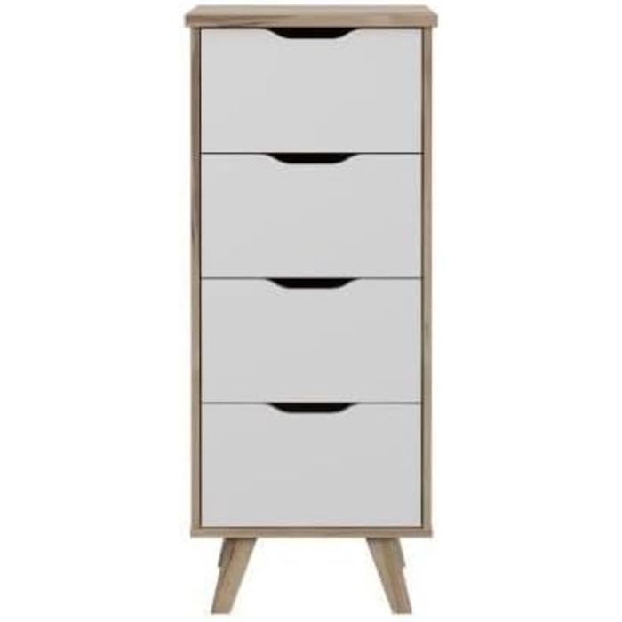 Комод FORTE VANKKA з 4 шухлядами, ДСП, дуб планкований/білий, 45x109x42 см