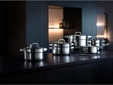 Набір каструль WMF Compact Cuisine 5 предметів, індукційний, нержавіюча сталь, з кришками, полірований Cromargan, без покриття, з внутрішньою шкалою
