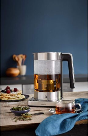 Електричний чайник WMF Lono Silk 1.6 л з нержавіючої сталі, з фільтром від накипу, бездротовий, з поворотним підставою, антифнгер, відкривання однією рукою, зовнішній індикатор рівня води (1.4л - 1.7л)