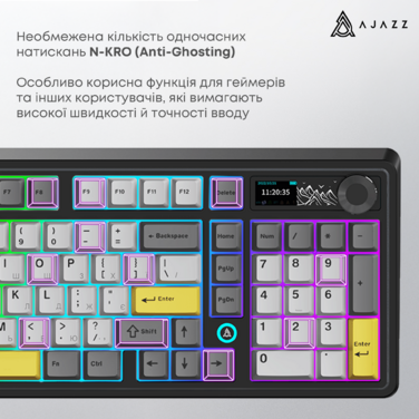 Бездротова механічна клавіатура Ajazz AK980 Clear Sky Switch Black-Gray-Yellow (AK980-CS-BGY)