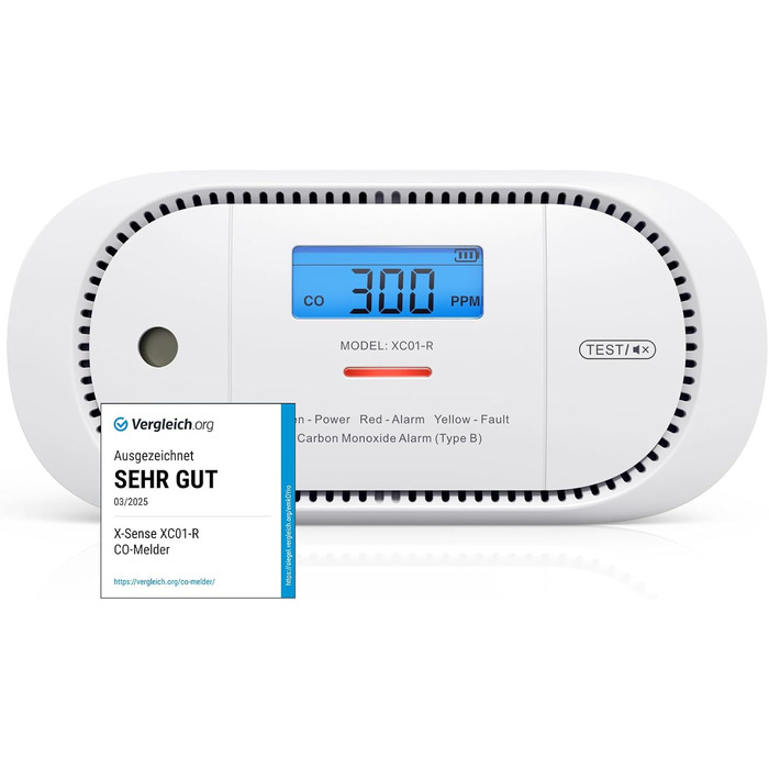 Виявник CO X-Sense з LCD-дисплеєм, акумуляторний, з пам'яттю, 1 шт. (сумісний з SBS50)