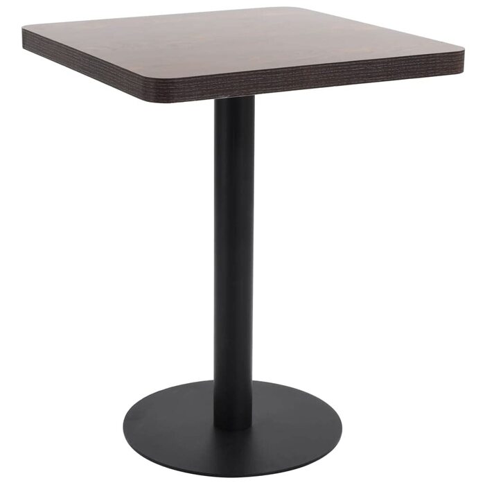 Барний стіл для 2 осіб VidaXL, 60x60 см, MDF, темно-коричневий та чорний