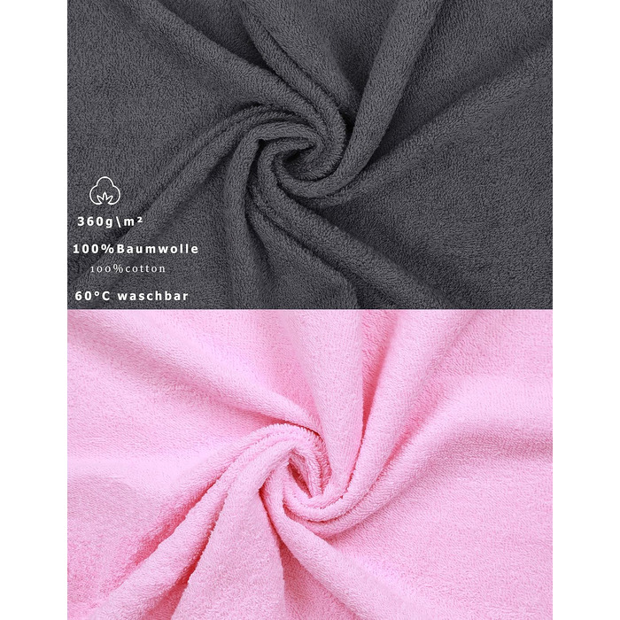 Набір рушників Betz Palermo 6 шт: 2 банних 70x140 см, 4 для рук 50x100 см, сауна, антрацит-рожевий