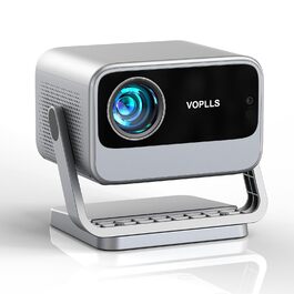 Smart-проектор VOPLLS 4K Mini Beamer з автофокусом та автокоррекцією трапеції, 700 ANSI люмен, Full HD 1080P, WiFi 6, Bluetooth, портативний домашній кінотеатр для смартфонів (Сріблястий)