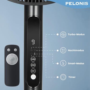 Вентилятор підлоговий Pelonis 76 см, вежа, поворотний, 3 швидкості, окер. Тихий вентилятор для дому, офісу, спальні з регулюванням висоти