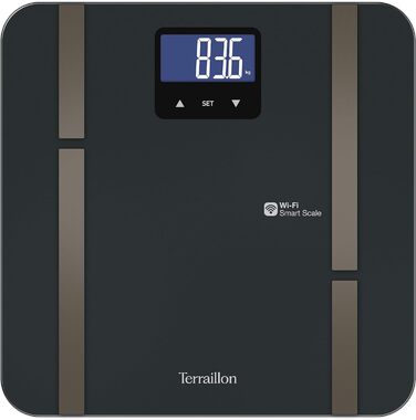 Розумні ваги TERRAILLON Master Fit Ultra з Wi-Fi, вимірюванням пульсу, аналізом жиру, м'язової, водної, кісткової та вісцеральної маси, ІМТ, підрахунком калорій